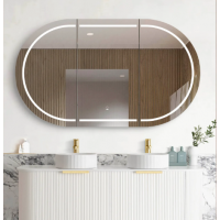 Bondi Oval Led Mirror Matte White Shaving Cabinet
